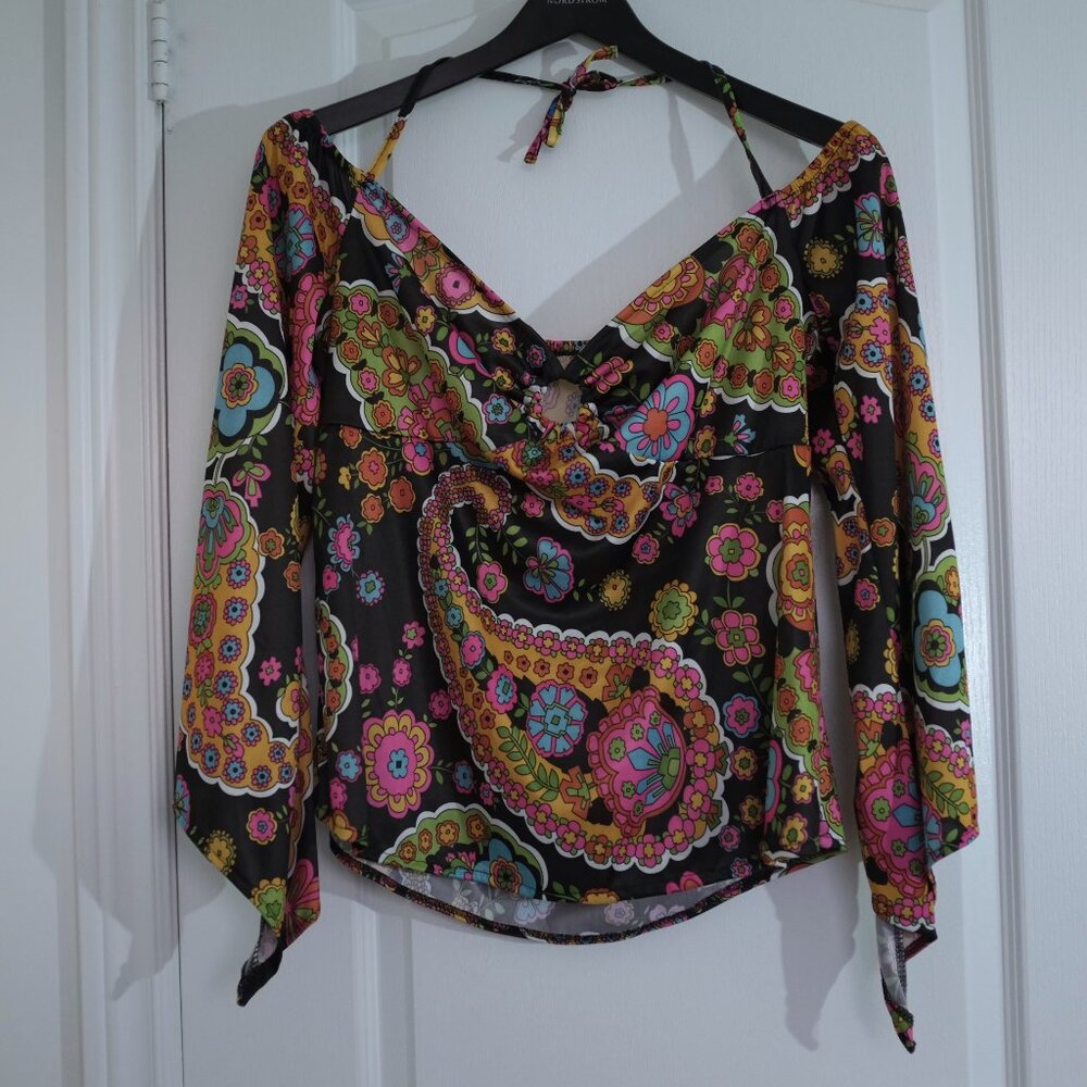 COPY - Smiffys Colorful Bohemian floral parsley blouse neck tie 1X